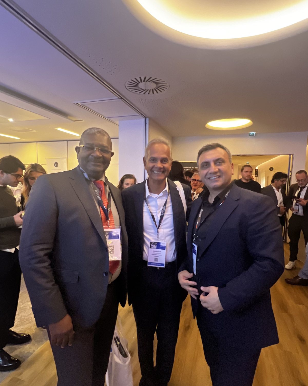 Dr. Arslan Musbeh with two fellow surgeons at IROSH 2024, Paris