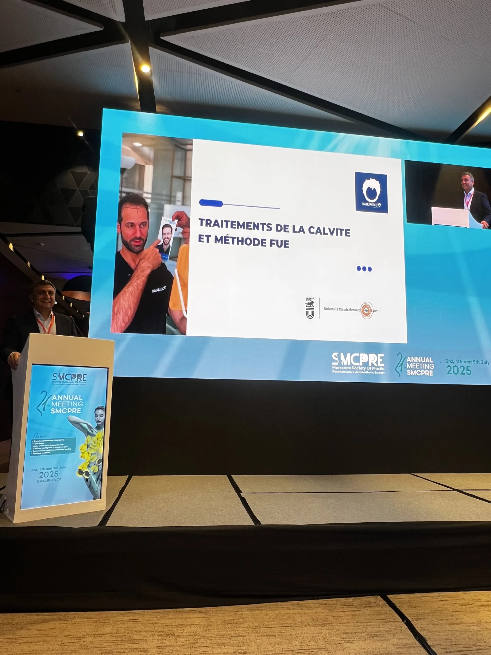 Dr. Arslan Musbeh presenting Hairmedico's FUE method at the SMCPRE international congress in Casablanca
