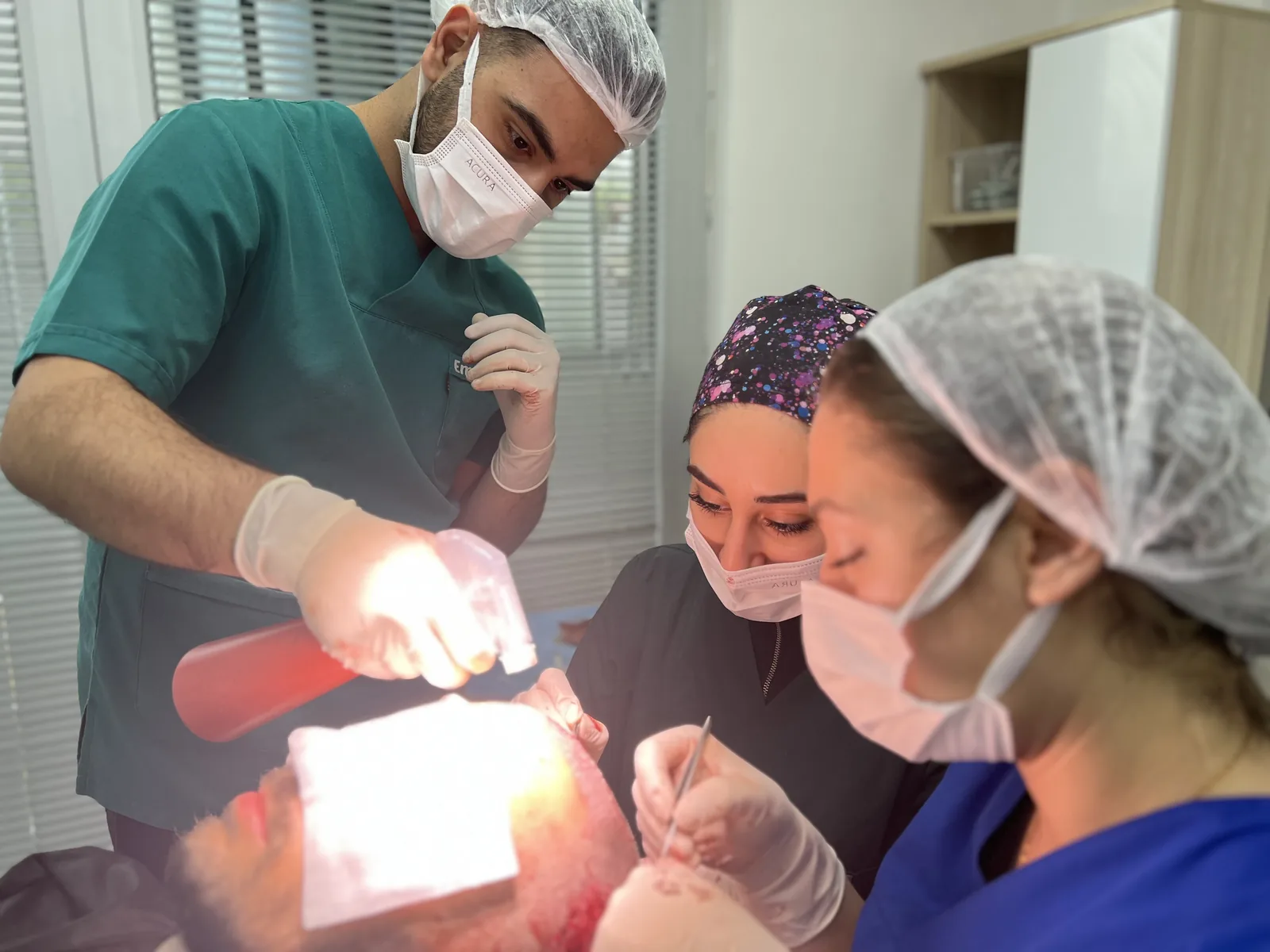Hairmedico nursing team assisting Dr. Arslan's surgical team during a restoration procedure